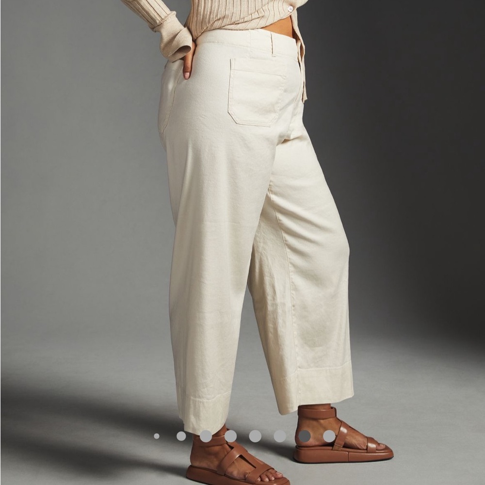Anthropologie Colette Cropped Wide-Leg Pants Linen Edition by Maeve - Picture 2 of 9